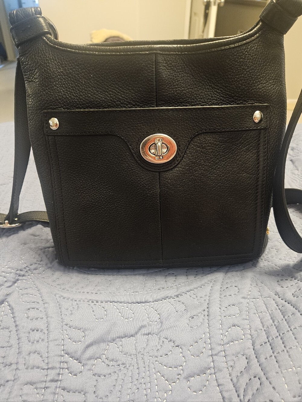 Y2k Coach Penelope Black Pebbled Leather Crossbody Bag F16533